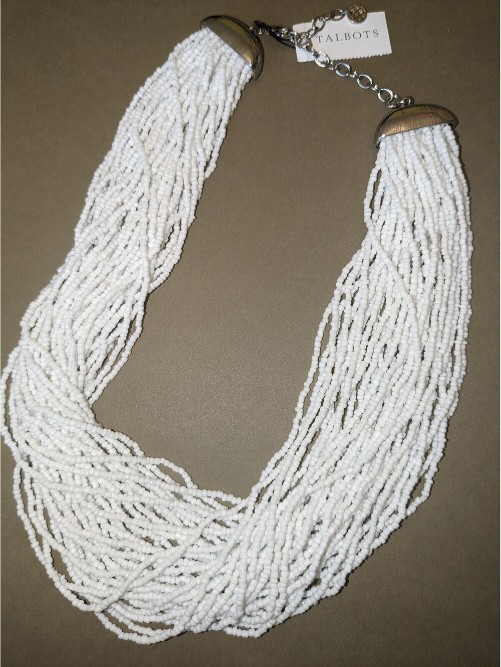 Talbots white multi strand beaded necklace